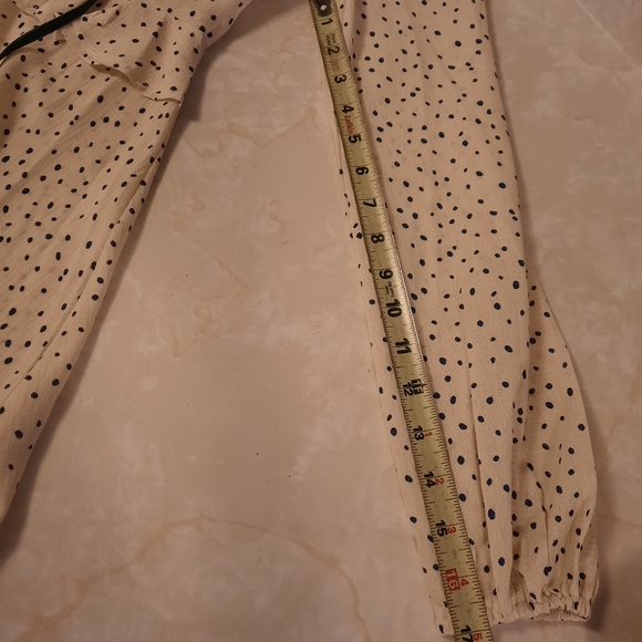 Nasty Gal Beige Long Sleeve Dress with Black Dots - Picture 9 of 11